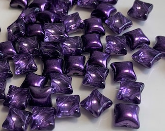 20 pcs Wibeduo Beads, 2 hole, Crystal Violet Metallic Ice, 8x8mm, star shaped Czech Pressed Glass Beads