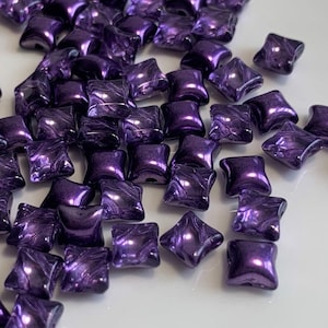 20 pcs Wibeduo Beads, 2 hole, Crystal Violet Metallic Ice, 8x8mm, star shaped Czech Pressed Glass Beads