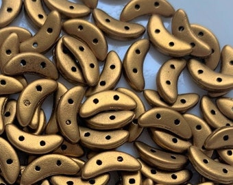 30 pcs CzechMates Crescent beads, Matte Metallic Antique Bronze, 10x3mm, Czech Pressed Glass Beads