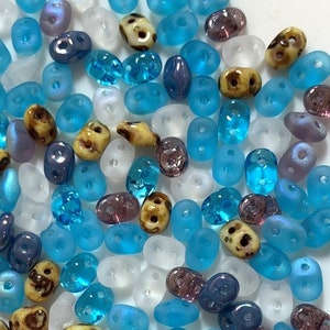 100 pcs SuperDuo Matubo Beads, Frozen mix, 2.5x5mm, Czech Pressed Glass Beads