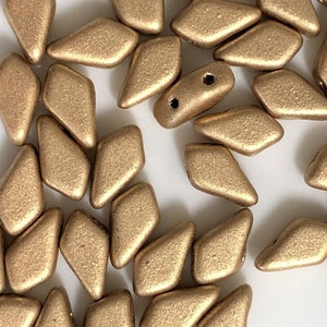 40 pcs Kite Beads, 2 hole, Bronze Pale Gold, 9x5mm, Czech Pressed Glass Beads