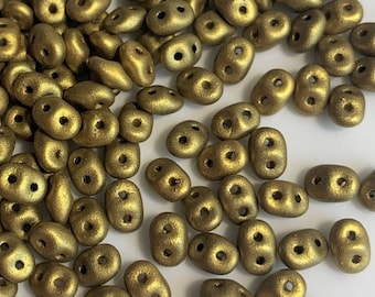 100 pcs Superduo Beads, Crystal Aztec Gold, 2.5x5mm, Czech Pressed Glass Beads