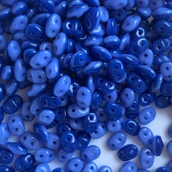 100 pcs SuperDuo Beads, Denim Duet Opaque, 2.5x5mm, Czech Pressed Glass Beads