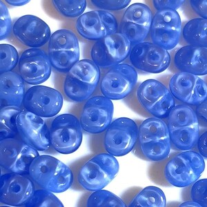 100 pcs SuperDuo Matubo Beads, Opal Blue, 2.5x5mm, Czech Pressed Glass Beads
