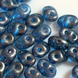 100 pcs SuperDuo Matubo Beads, Halo Celestial Blue, 2.5x5mm, Czech Pressed Glass Beads