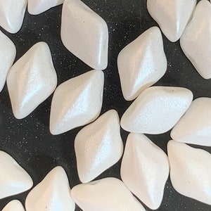 40 pcs Gemduo Beads, Pearl Shine White, 5x8mm, 2 hole, diamond shaped Czech Pressed Glass Beads