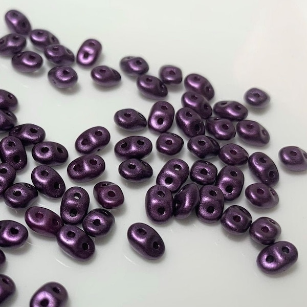 100 pcs SuperDuo Beads, Pastel Bordeaux, 2.5x5mm, Czech Pressed Glass Beads