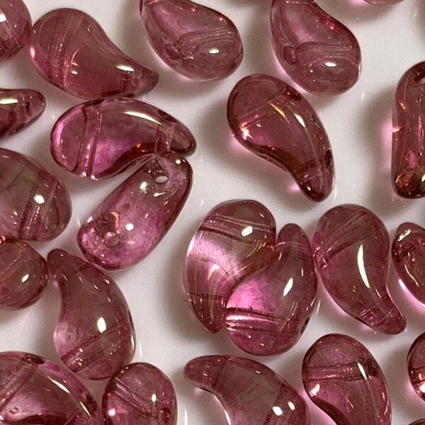 30 pcs Crystal Red Luster ZoliDuo Bead, 2 Hole Glass Bead, 5x8mm, Czech Glass Beads