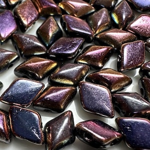 40 pcs Full Sliperit Czech Shield Gemduo Beads, 5x8mm, 2 hole, diamond shaped Czech Pressed Glass Beads