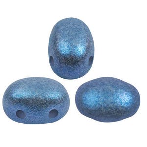 Stardust Blue Samos par Puca® beads, 2-Hole, 5x7mm, Czech Pressed Glass Beads
