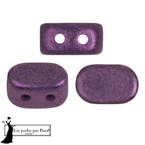 Lipsi par Puca® beads Metallic Matte Dark Lilac, 2 holes, 7x4mm, Czech Pressed Glass Beads