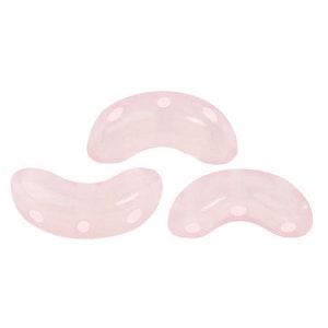 Arcos par Puca® beads, Milky Light Rose, 30 pcs , 3-Hole, 10x5mm, Czech Pressed Glass Beads