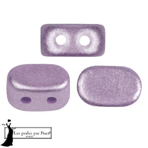 Lipsi par Puca® beads Metallic Matte Purple, 2 holes, 7x4mm, Czech Pressed Glass Beads