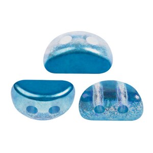 Kos par Puca® beads, Ice Slushy Blue Raspberry, 50 pcs, 2-Hole, 6x3mm, Czech Pressed Glass Beads