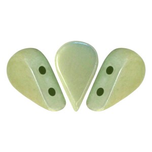 Amos par Puca® beads, Opaque Light Green Ceramic Look, 30 pcs, 2-Hole, 5x8mm, Czech Pressed Glass Beads