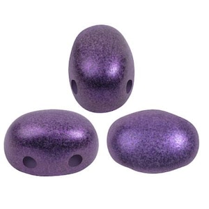 Metallic Matte Ultra Violet Samos par Puca® beads 2-Hole, 5x7mm, Czech Pressed Glass Beads, 25-50 pcs