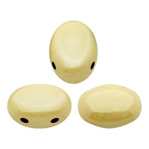 Samos par Puca® beads, Opaque Ivory Ceramic Look, 25 pcs, 2-Hole, 5x7mm, Czech Pressed Glass Beads