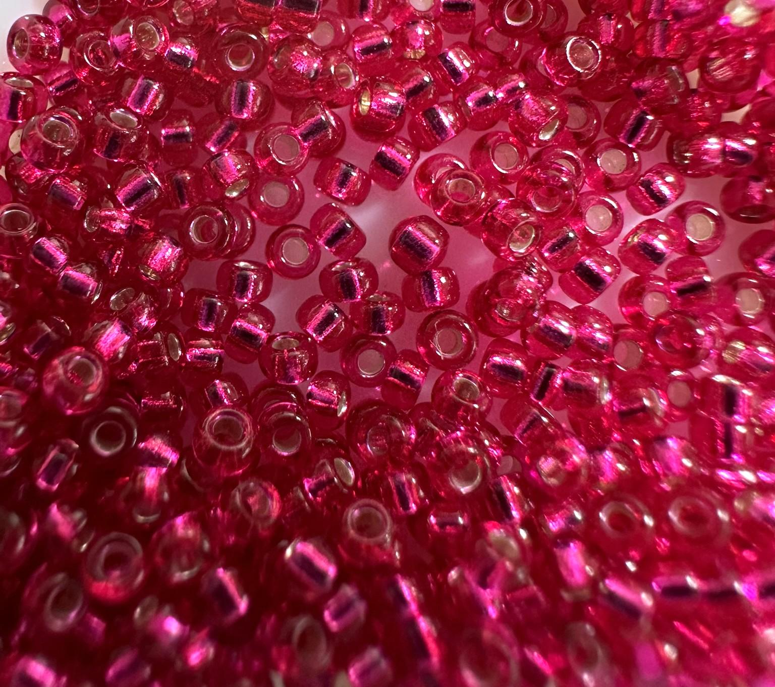 11/0 Transparent Silver Lined Raspberry, Miyuki Round Seed Beads