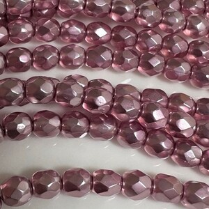 Amethyst Pearl, Round Faceted Fire Polished Czech Beads, 4mm, 50 beads