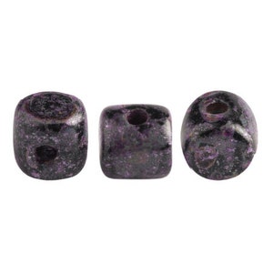Minos par Puca® beads, Metallic Matte Violet Spotted, 150 pcs, 1-Hole, 2.5x3mm, Czech Pressed Glass Beads