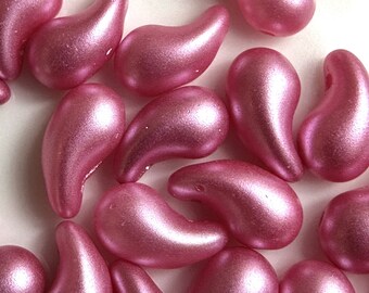 30 pcs Alabaster Pastel Pink ZoliDuo Bead, 2 Hole Glass Bead, 5x8mm, Czech Glass Beads