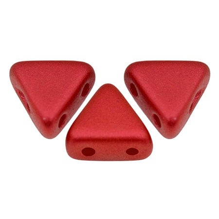 Perles Kheops par Puca®, Rouge métallique mat, 25 pcs, 2 trous, 6 x 6 mm, Perles de verre pressées tchèques