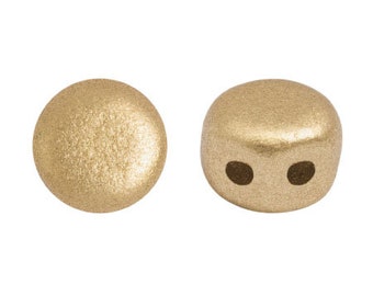 Perles Kalos par Puca®, Or clair mat, 60 pièces, 2 trous, 4 x 3 mm, Perles de verre pressées tchèques