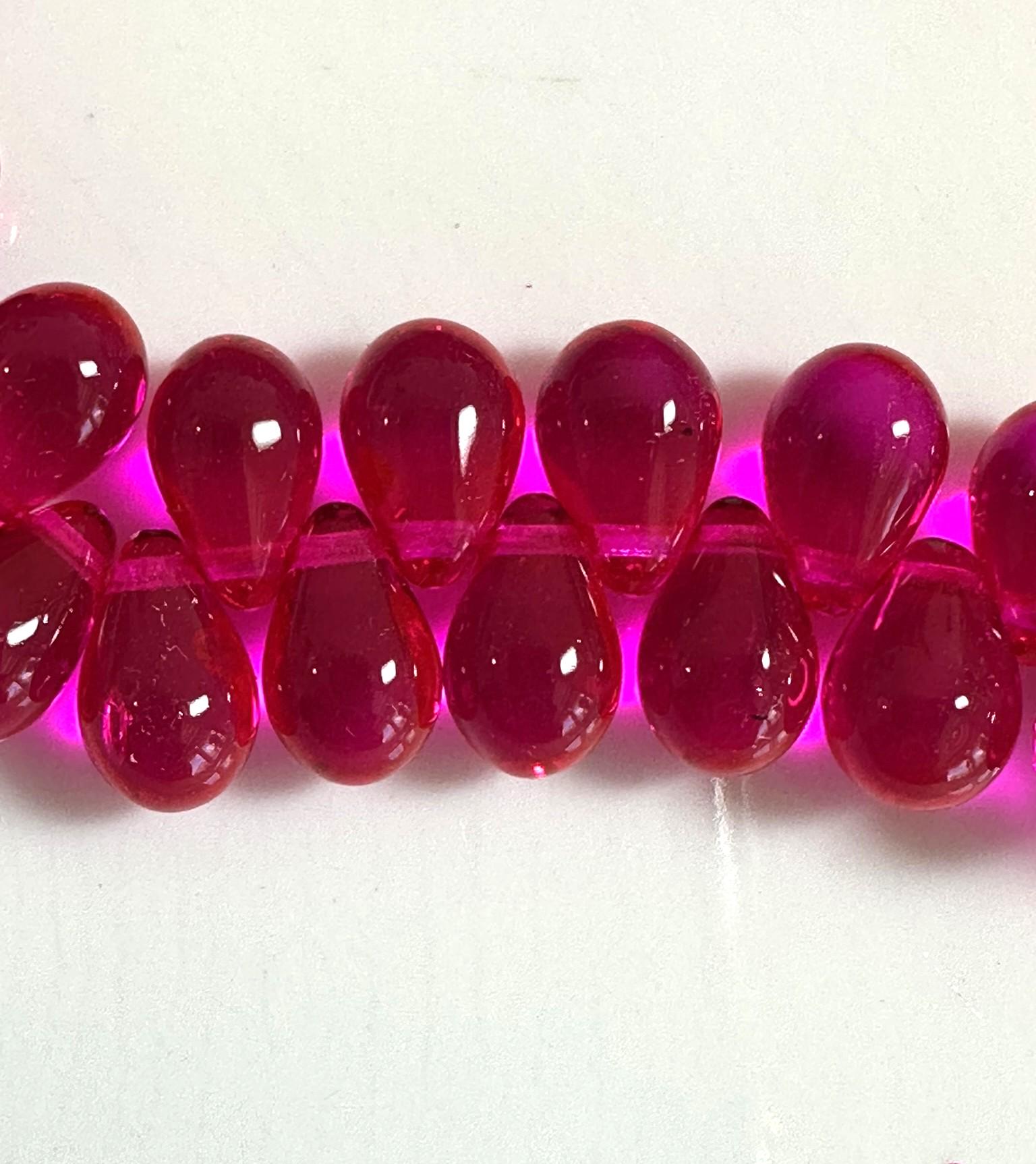 20 Pcs Fuchsia Drop Beads, 6x9mm, 1 Hole, Side Drill, Czech Glass