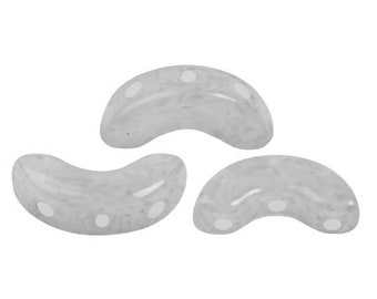 NOUVEAU ! Perles Arcos par Puca®, gris laiteux, 30 pièces, 3 trous, 10x5 mm, perles de verre pressées tchèques