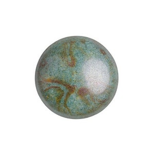 Cabochon par Puca®, Opaque Mix Blue Green Ceramic Look, 20 pcs, 8mm, Czech Pressed Glass Beads