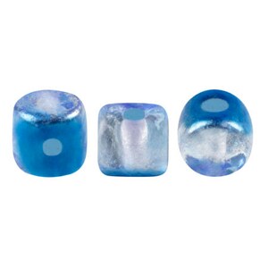 Minos par Puca® beads, Ice Slushy Blue Raspberry, 100 pcs, 1-Hole, 2.5x3mm, Czech Pressed Glass Beads