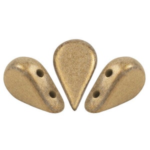 Amos par Puca® beads Metallic Matte Gold, 30 pcs, 2-Hole, 5x8mm, Czech Pressed Glass Beads