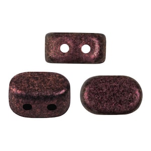 Lipsi par Puca® beads Metallic Matte Dark Violet, 2 holes, 7x4mm, Czech Pressed Glass Beads