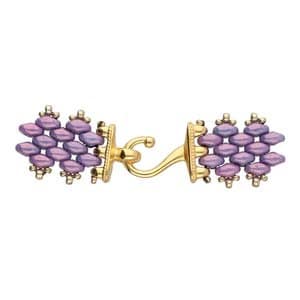 Cymbal™ Elements Mesaria III, Hook and Eye Clasp, Superduo clasp, Cymbal™ Metal Fashion Elements, Gold, Rose Gold, Silver, Brass