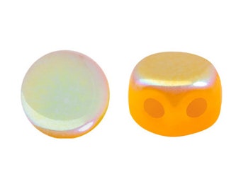 Kalos par Puca® beads, Frost Tangerine AB, 60 pcs , 2-Hole, 4x3mm, Czech Pressed Glass Beads