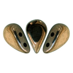 Amos par Puca® beads Dark Gold Bronze, 30 pcs, 2-Hole, 5x8mm, Czech Pressed Glass Beads