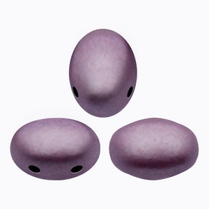 Samos par Puca® beads, Metallic Matte Dark Plum, 25 pcs, 2-Hole, 5x7mm, Czech Pressed Glass Beads