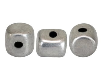 Perles Minos par Puca®, Argentees Silver, 150 pcs, 1 trou, 2,5 x 3 mm, perles de verre pressées tchèques