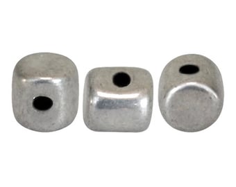 Minos par Puca® beads, Argentees Silver, 150 pcs, 1-Hole, 2.5x3mm, Czech Pressed Glass Beads