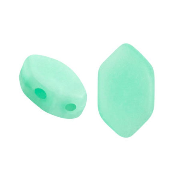 NEW OPAL COLLECTION! Paros par Puca® beads, Green Aqua Opal Matte, 30 pcs, 2-Hole, 7x4mm, Czech Pressed Glass Beads