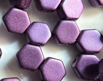 30 pcs Hexx Beads, Honeycomb Beads, Pastel Bordeaux, 2 hole, 6mm, hexagon shaped Czech Pressed Glass Beads