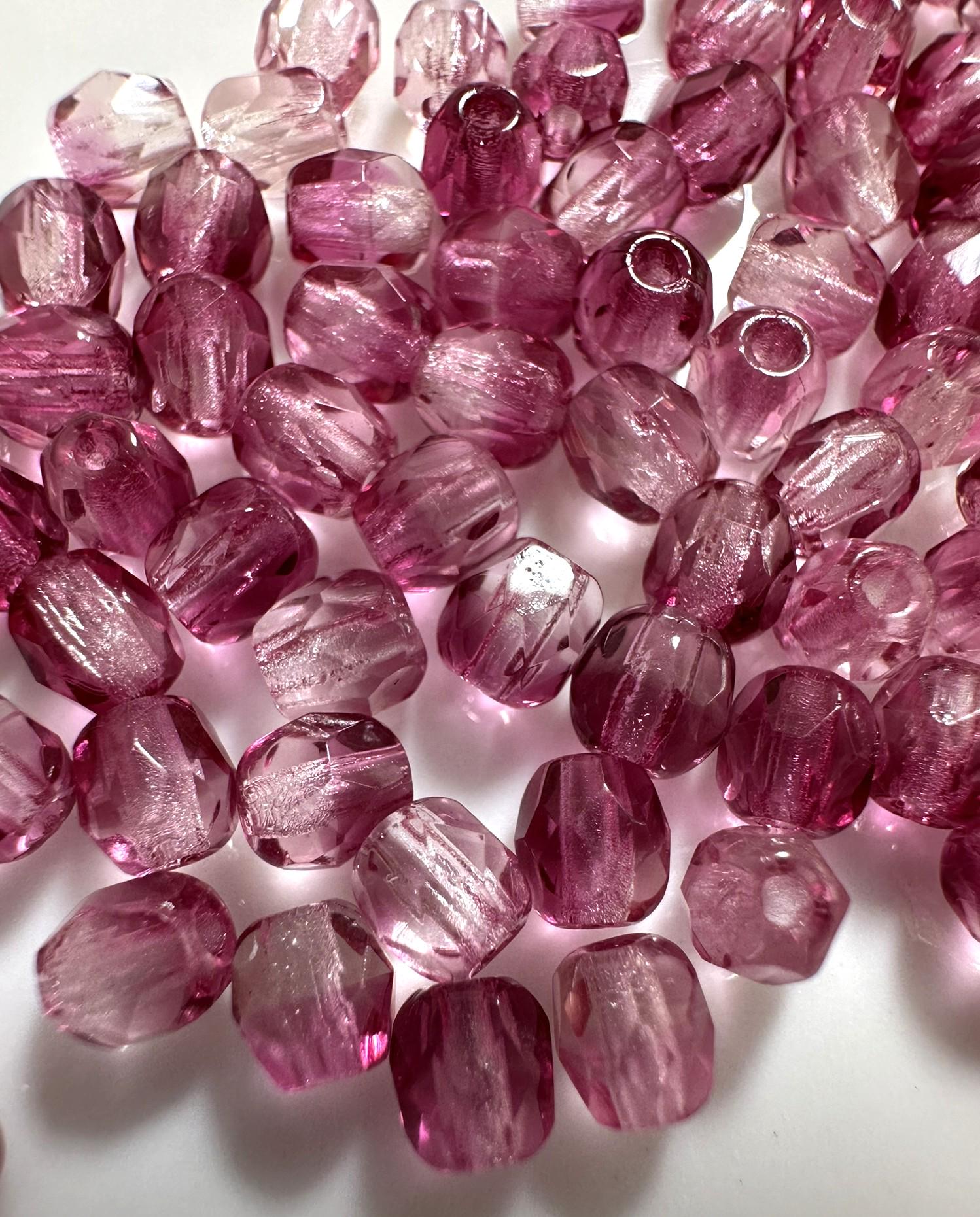 Cuentas checas redondas facetadas y pulidas al fuego, color fucsia francés, 4 mm, 50-100 cuentas sueltas