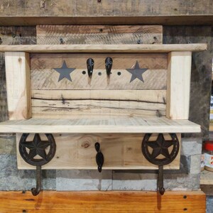 Reclaimed wood country/ ranch/ farm key/ hat/ coat hanger with shelf
