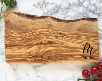 Monogrammed Olive Wood Cheese Board, Initial Wooden Cutting Board, Family Name Olive Wood Charcuterie Board, Personalized Anniversary Board.