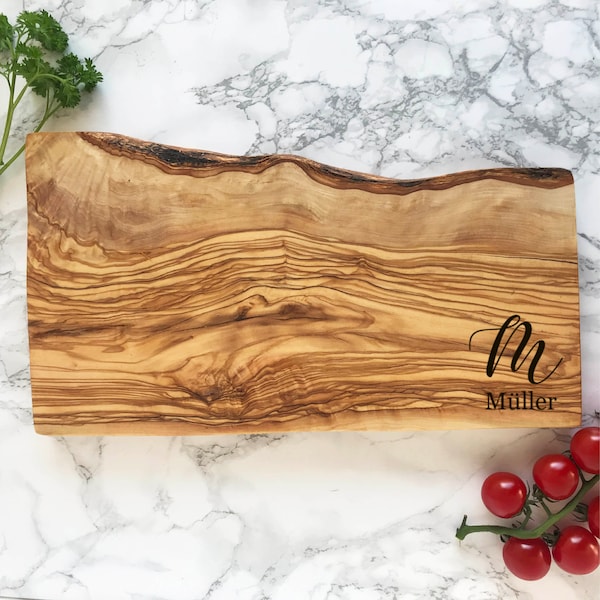 Monogrammed Olive Wood Cheese Board, Initial Wooden Cutting Board, Family Name Olive Wood Charcuterie Board, Personalized Anniversary Board.