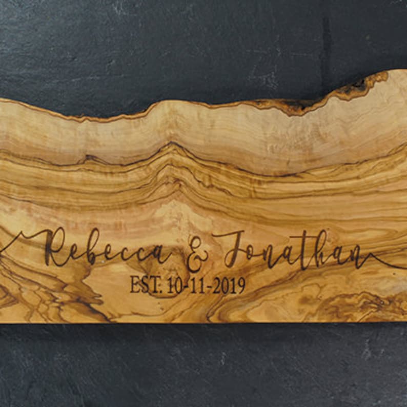Personalized Cutting Board, Olive Wood, Engraved Cheese Board, Personalized Wedding Gift, Anniversary Gift, Christmas Gift, Engagment. image 3