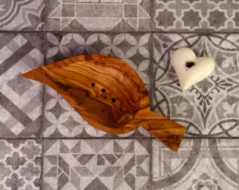 Wooden Soap Dish, Handcrafted Olive Wood Soap Holder, Leaf Shaped Dish, Rustic Bathromm Decor, Olive Wood Soap Holder, New Home Gift Idea