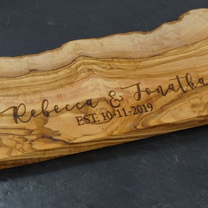 Personalized Cutting Board, Olive Wood, Engraved Cheese Board, Personalized Wedding Gift, Anniversary Gift, Christmas Gift, Engagment. image 2