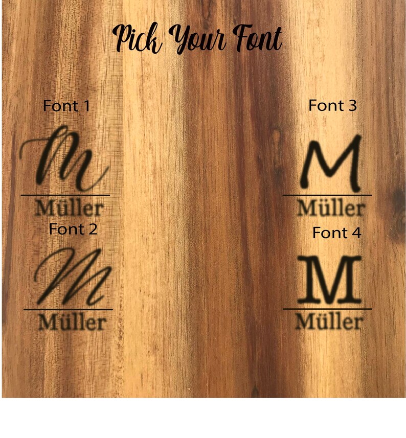 Monogrammed Olive Wood Cheese Board Initial Wooden Cutting image 4