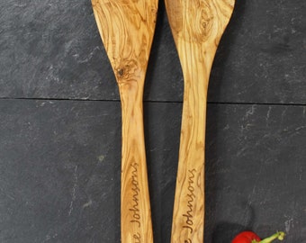 Personalized Spatula , Olive Wood set of spoons, Engraved Spoon, new baby gift, Baby shower gift, Kitchen Utensils, Personalized Gift